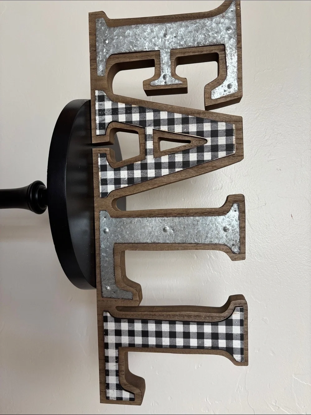 Farmhouse 'FALL' Wall Decor Sign in Black and White Buffalo Check